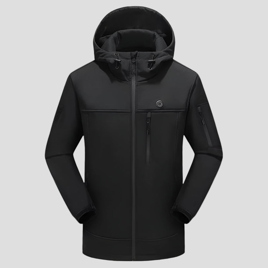 men's black Heated Hooded Softshell Jacket