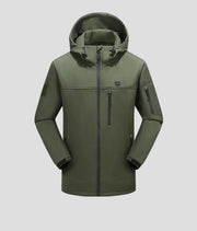 men's green Heated Hooded Softshell Jacket