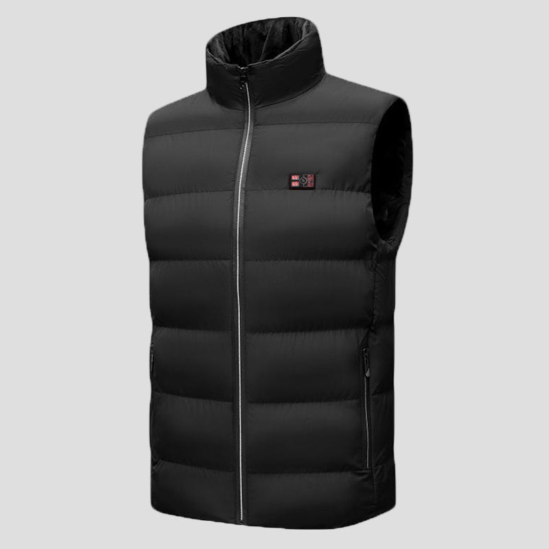 Men's black Zip Classic Heated Vest with stand collar