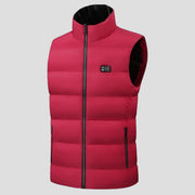 Men's Red Zip Classic Heated Vest with stand collar