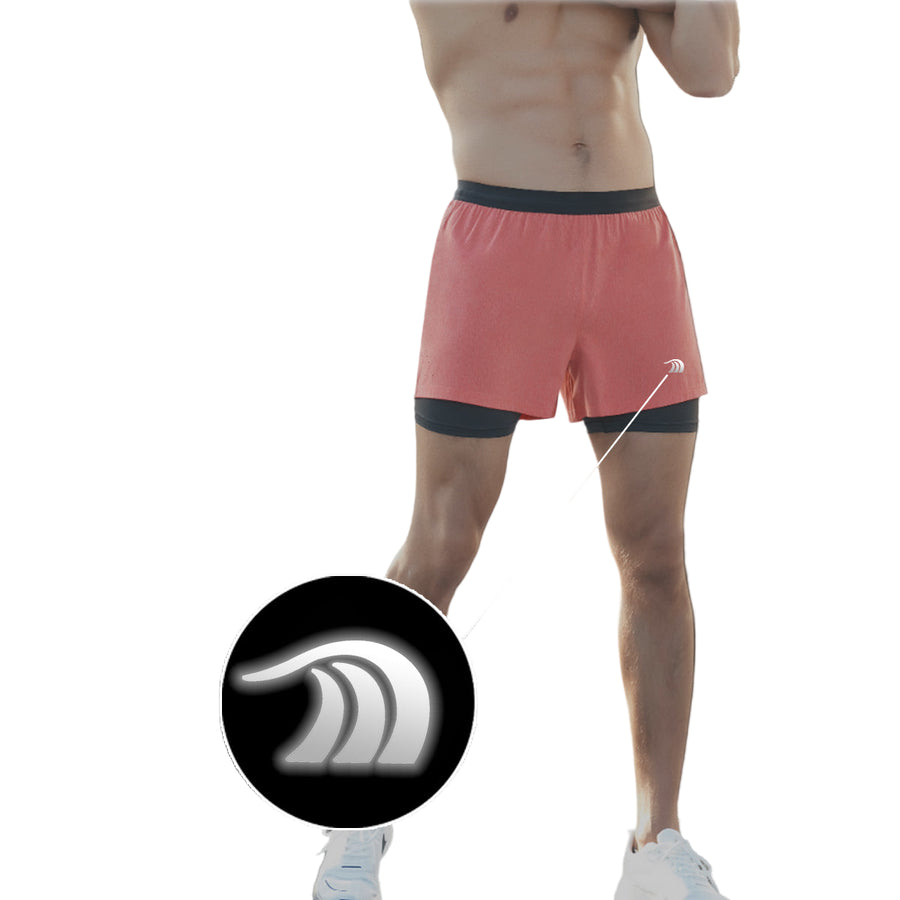 Men's Faux Two - piece Drawstring Quick - drying Sports Shorts - Sidiou Group