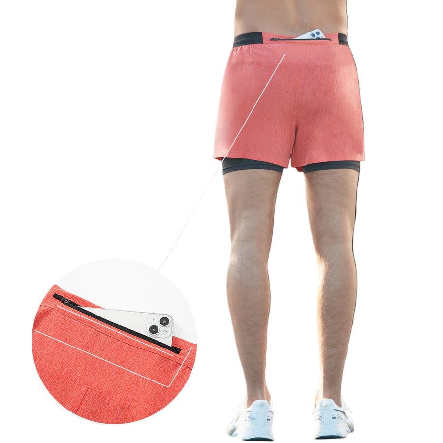 Men's Faux Two - piece Drawstring Quick - drying Sports Shorts - Sidiou Group