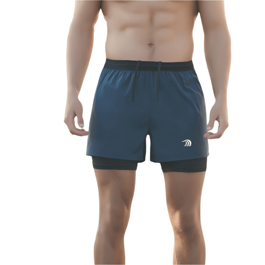 Men's Faux Two - piece Drawstring Quick - drying Sports Shorts - Sidiou Group