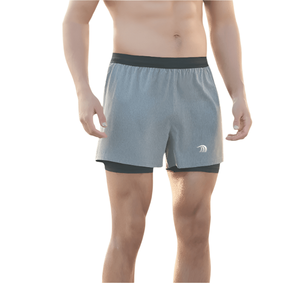 Men's Faux Two - piece Drawstring Quick - drying Sports Shorts - Sidiou Group
