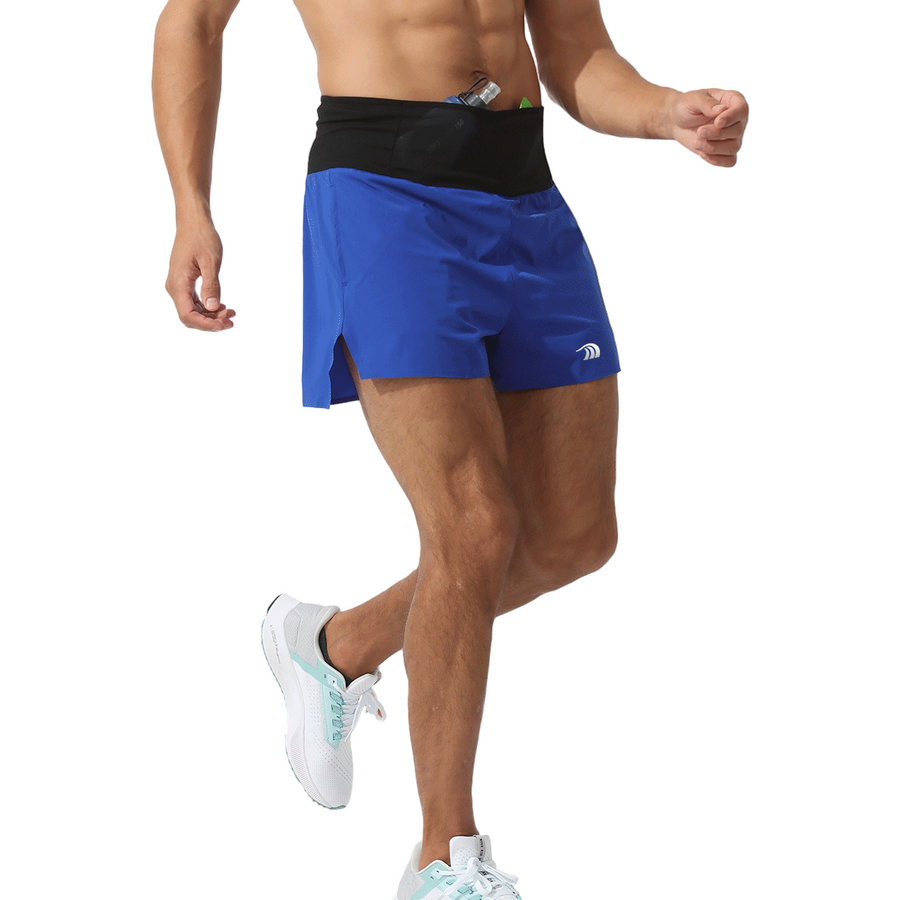 men's blue high waist running shorts slim fit