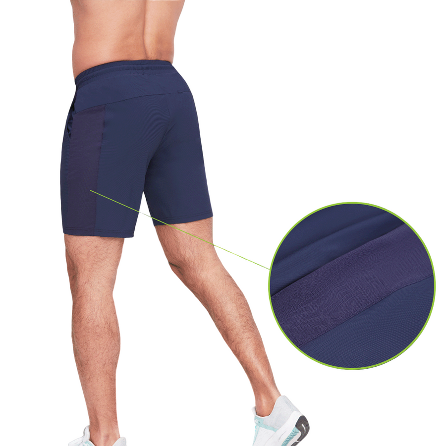 Mens Navy Blue Ice Silk Gym Shorts colour block