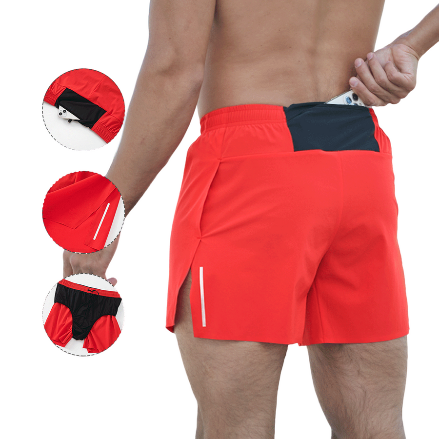 Men's Navy Blue Lightweight Running Shorts back and features