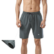 Mens Dark Gray Training Workout Shorts by anniou with eleastic waist and drawstring