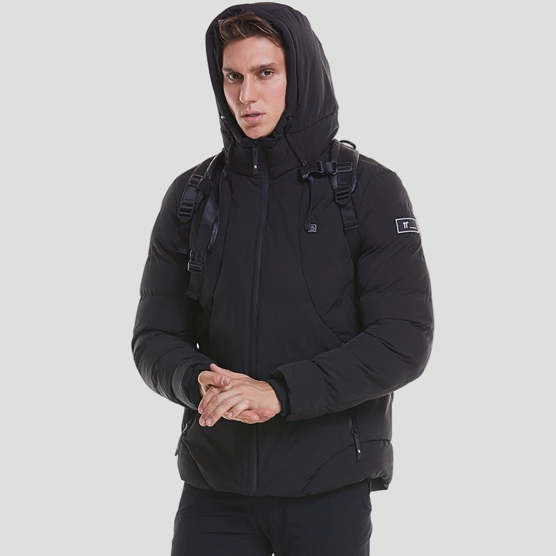 mens black hooded Heated Puffer Jacket