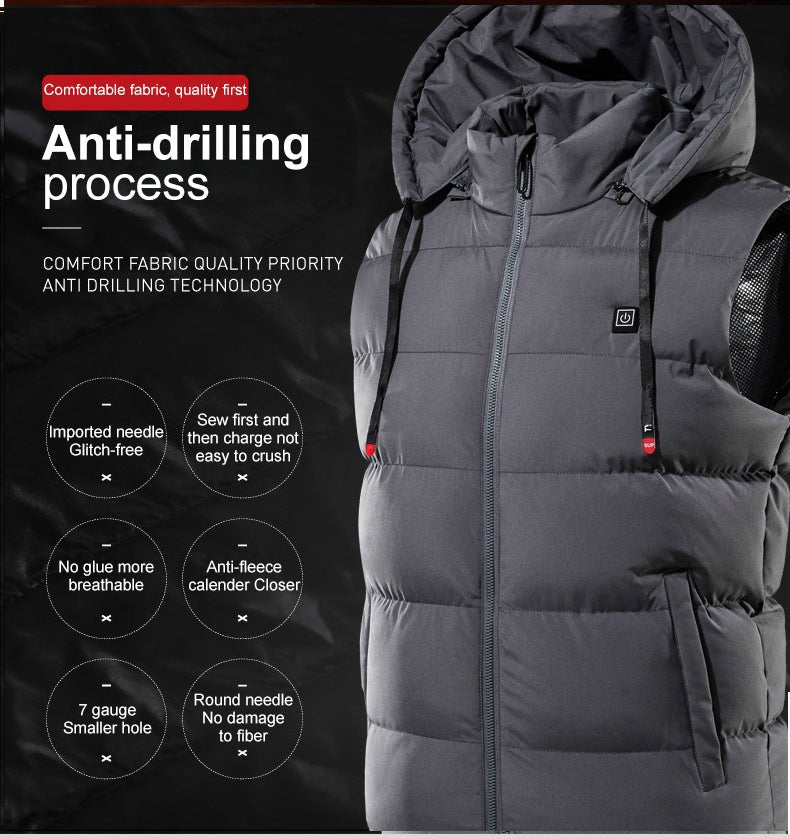 Plus Size Hooded Winter Heated Vest - Sidiou Group