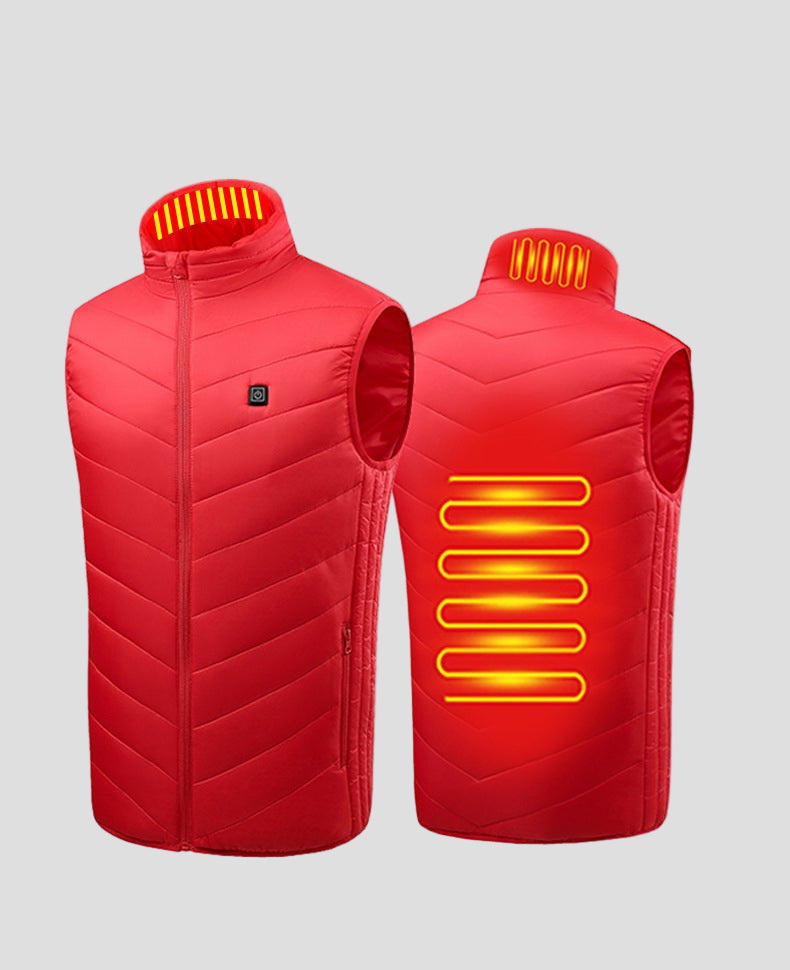 red classic heated vest with 2 heated areas