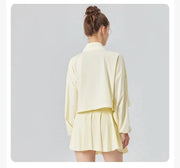 yellow Stand Collar UPF50+ Cropped Sport Jacket from behind