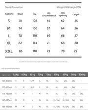 Size chart for clothing with measurements in centimeters and weight ranges.