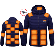 Quilted Heated Jacket in navy with 25 area heat zones