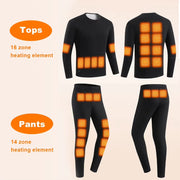 black front and back 30 Area Heated Long Johns