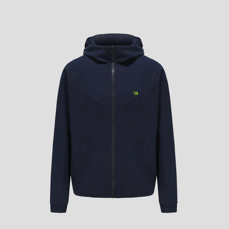 Navy Sports Zip Up Hoodie by Anniou