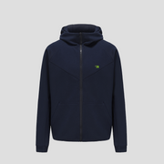 Navy Sports Zip Up Hoodie by Anniou