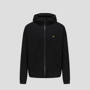 Black Sports Zip Up Hoodie by Anniou