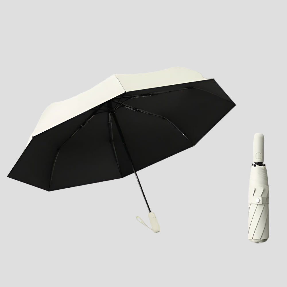 Sun Protective beige UV Automatic Umbrella UPF 50+ with push button
