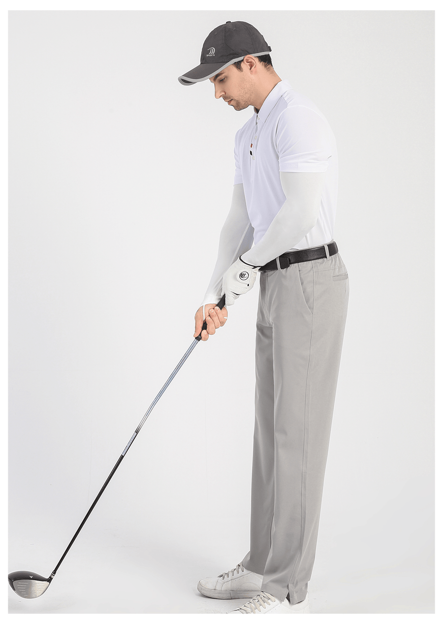 Man Wearing Sun Protection Golf Sleeves