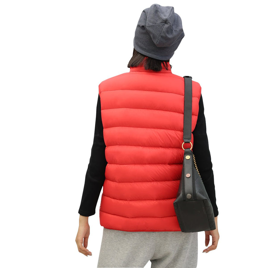 womens red Dual Switch Heated Gilet by Anniou back