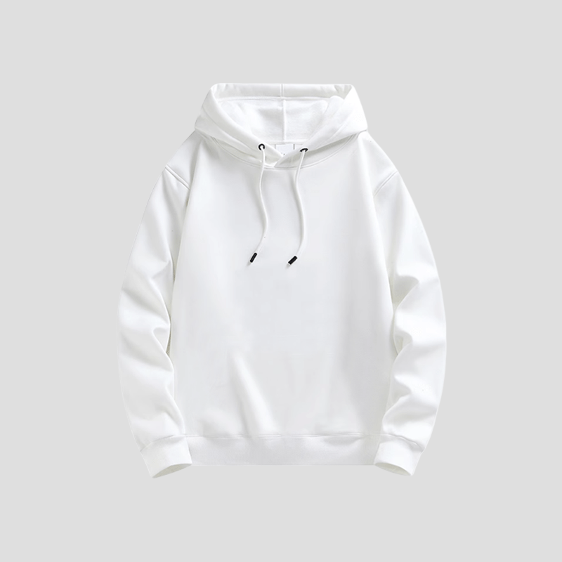 womens white hooded pullstring sweatshirt
