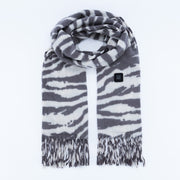 zebra pattern Long Heated Scarve with Fringes