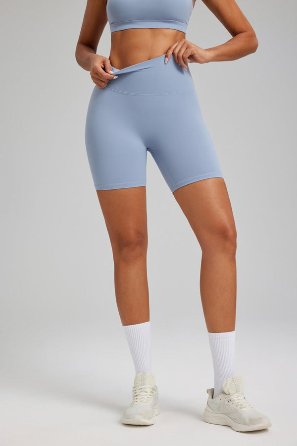 #blue yoga shorts high waist and stretch