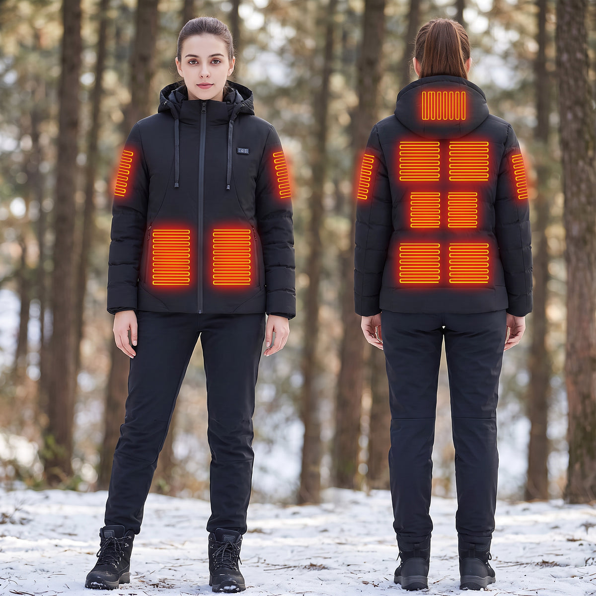11 Area Heated Hooded Padded Jacket