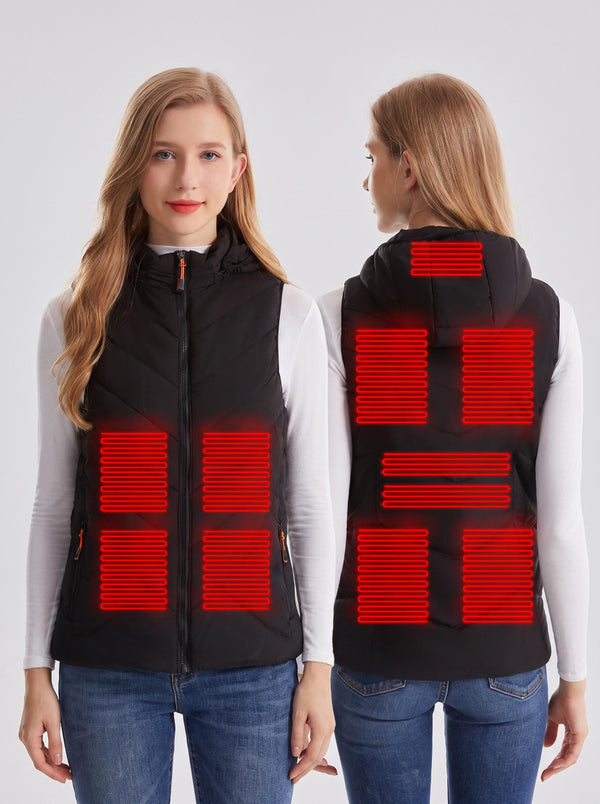 11 Heating areas Women's Hooded Heated Gilet