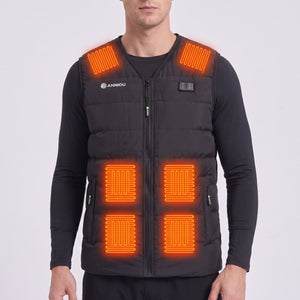 12 heat zone heated gilet showing the front heat pads
