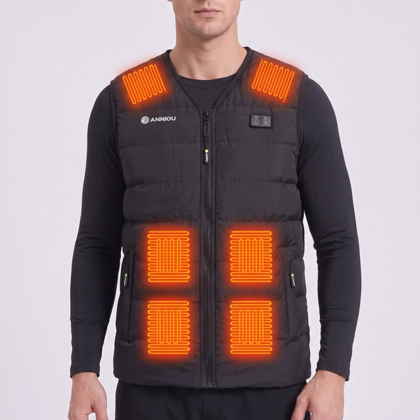 12 heat zone heated gilet showing the front heat pads