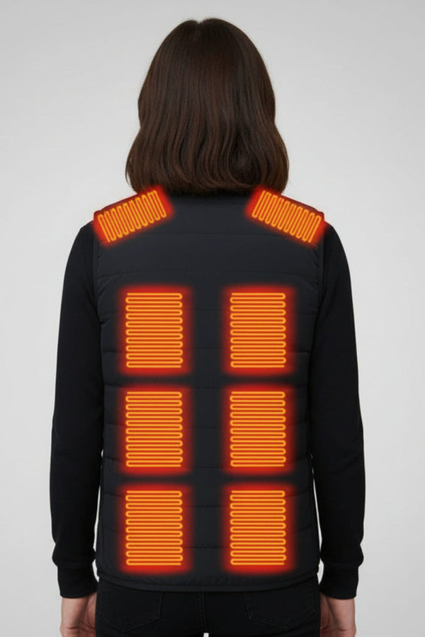 women's v neck heated gilet back 