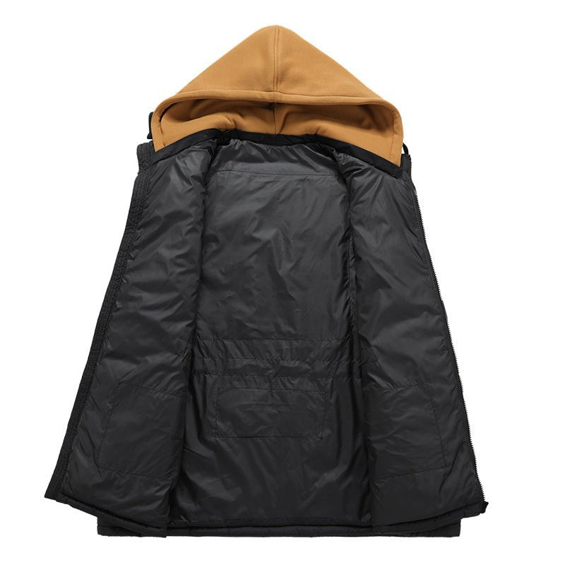 Mens open zip Hooded Heated Vest with drawstring 
