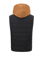 Mens back zip Hooded Heated Vest with drawstring 