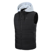 Mens Gray zip Hooded Heated Vest with drawstring 