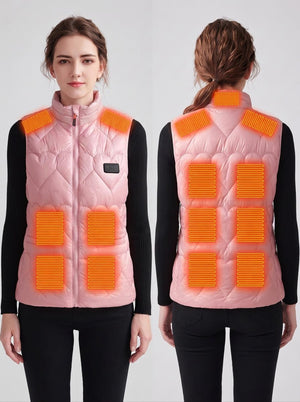 #Pink 5 Heating Zones Women Heated Quilted Gilet