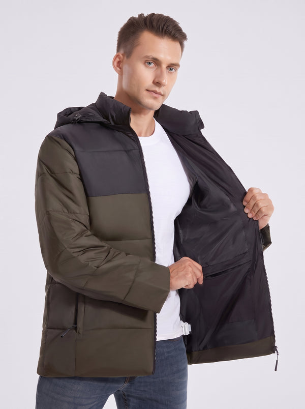 15 area #ArmyGreen Dual Control Heated Padded Jacket