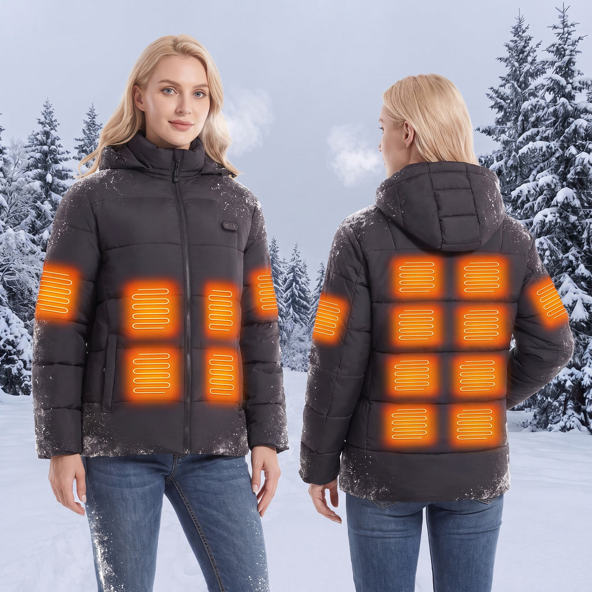 15 area Heated Dual Control Padded Jacket