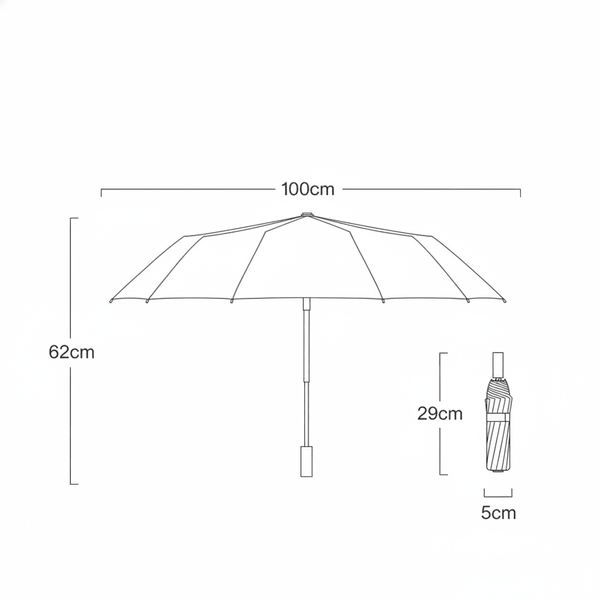 16 Ribs Wooden Handle Umbrella Specifications