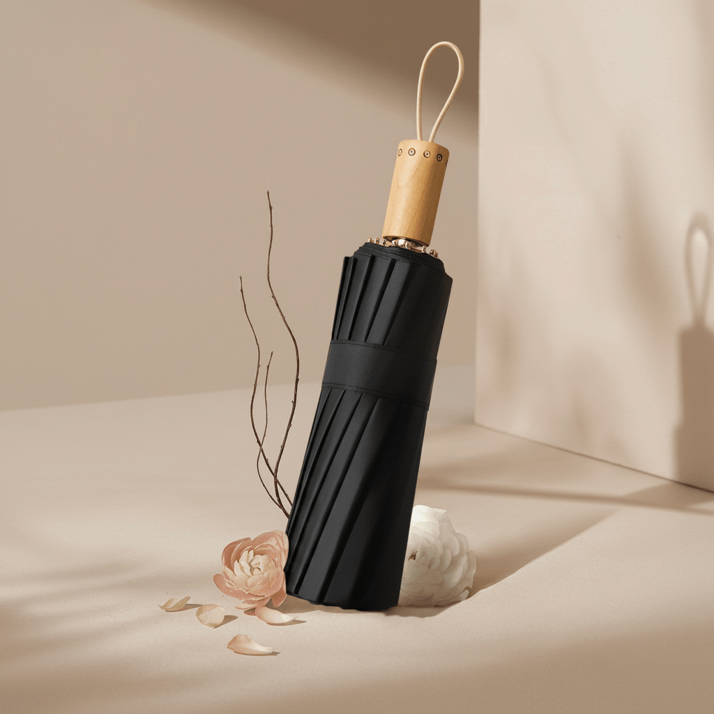 16 Ribs Wooden Handle Umbrella UPF50+