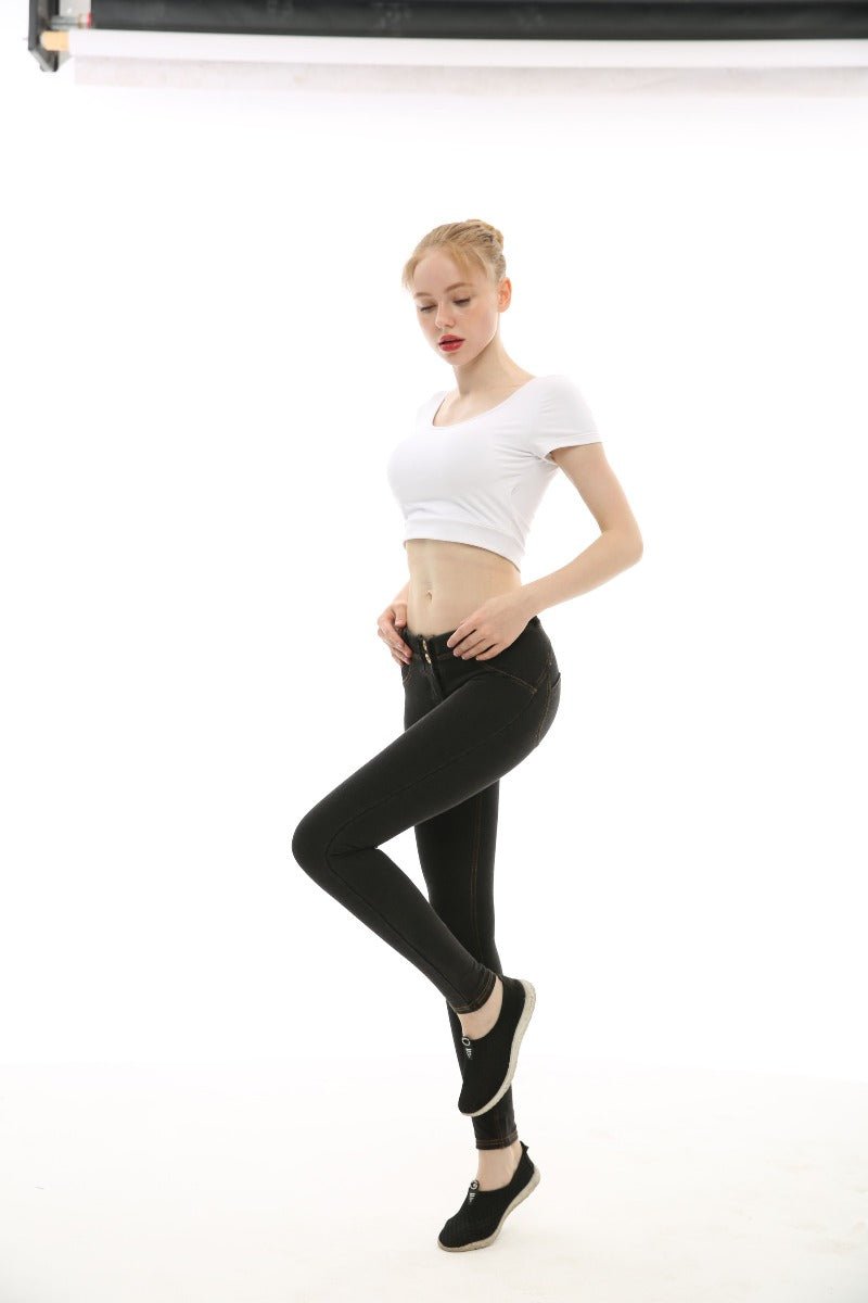 Low Rise Fake Jean Leggings