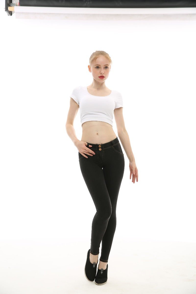 Low Rise Fake Jean Leggings