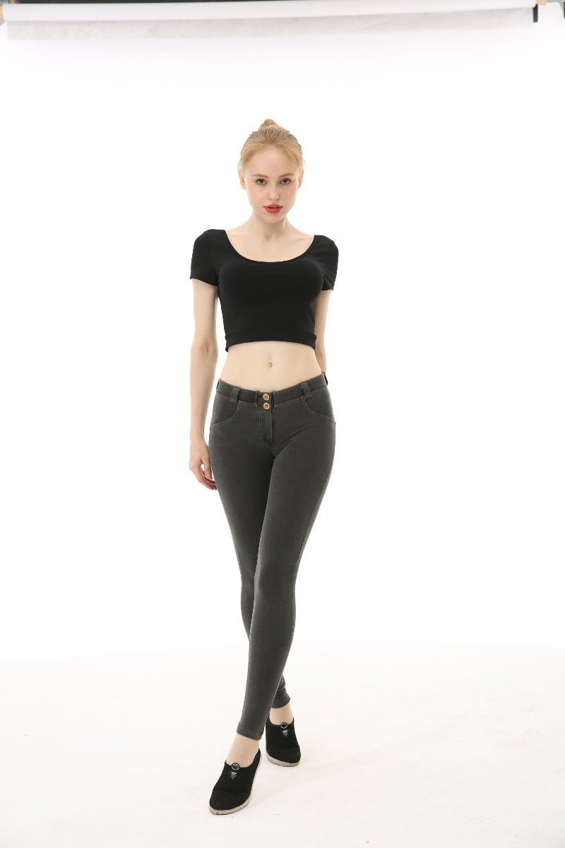 Low Rise Fake Jean Leggings