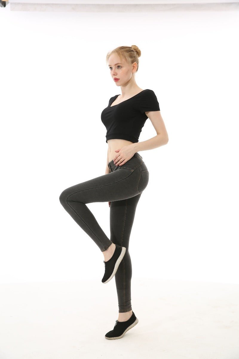 Low Rise Fake Jean Leggings