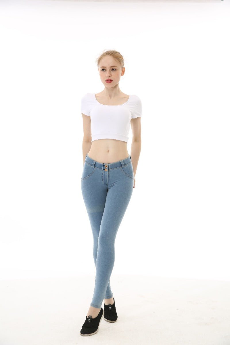Low Rise Fake Jean Leggings