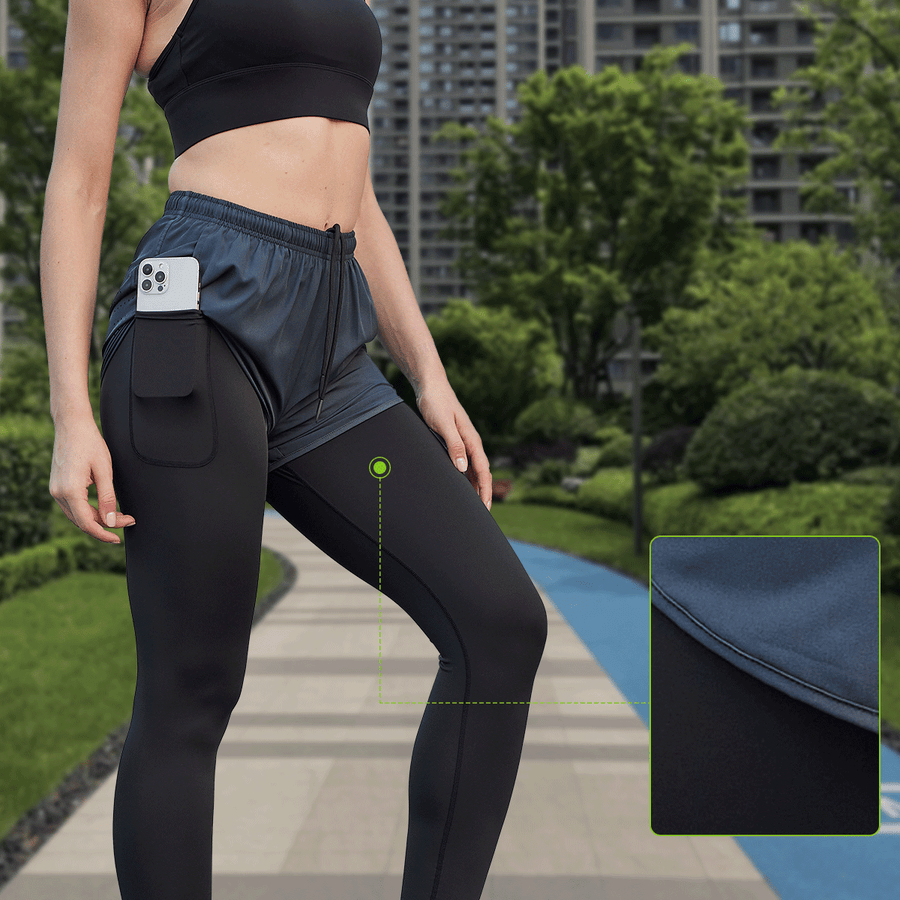 2 - in - 1 Fitness Running Leggings - Sidiou Group