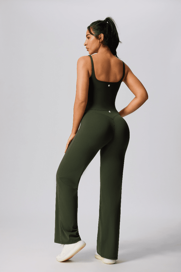 women's #green High-Waist Yoga Pants and vest by Anniou
