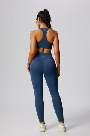 womens navy #blue High Waist butt lifting Sports Leggings and racerback sports bra by Anniou