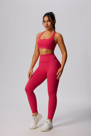 womens #pink High Waist Sports Leggings and sports bra 